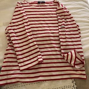 Saint James red/white 3/4 length shirt